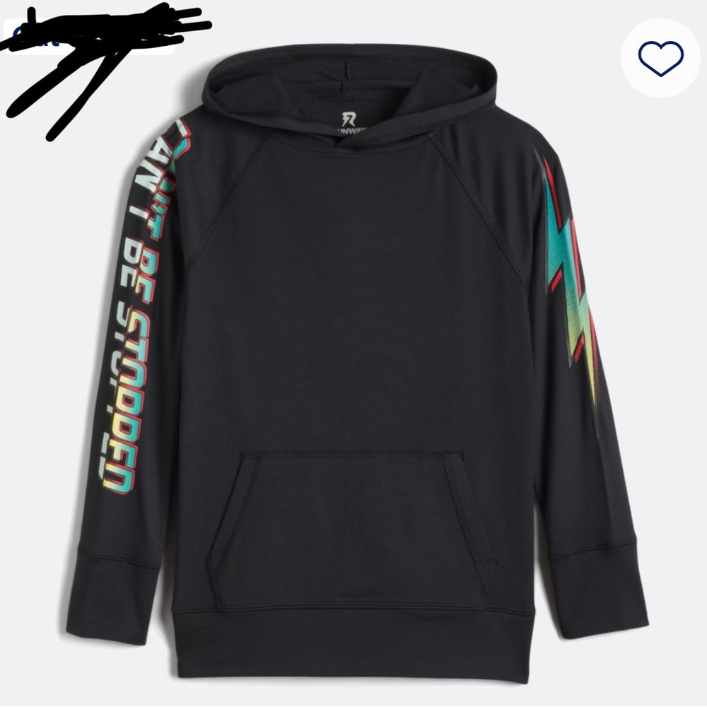 Long sleeve, black with graphics pullover, Boys size large (12-14).